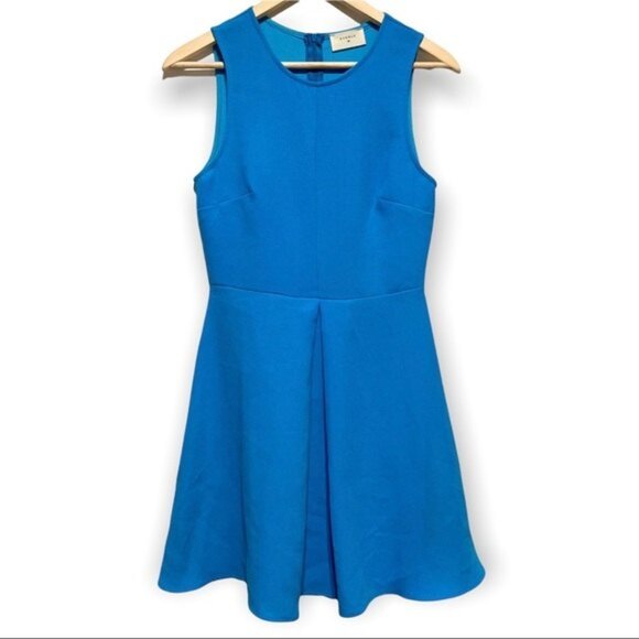 ModCloth Fit and Flare Pleat Front Sleeveless Dress in Turquoise Blue Size Small - Picture 1 of 8